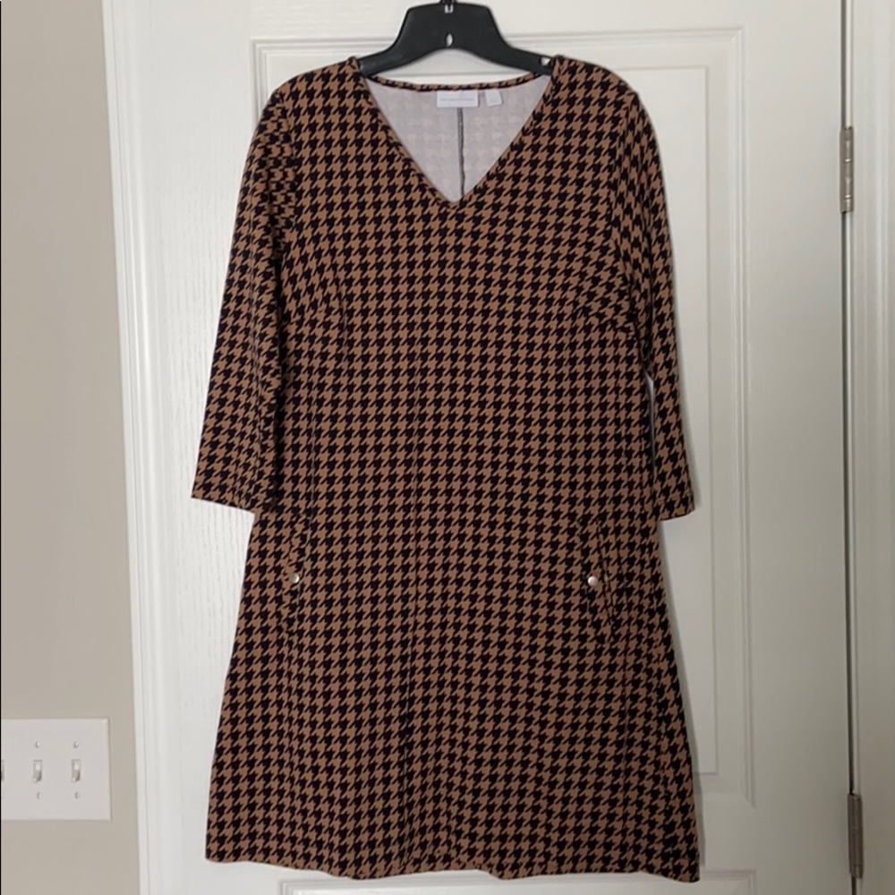 Cute Houndstooth Pattern Flare Dress